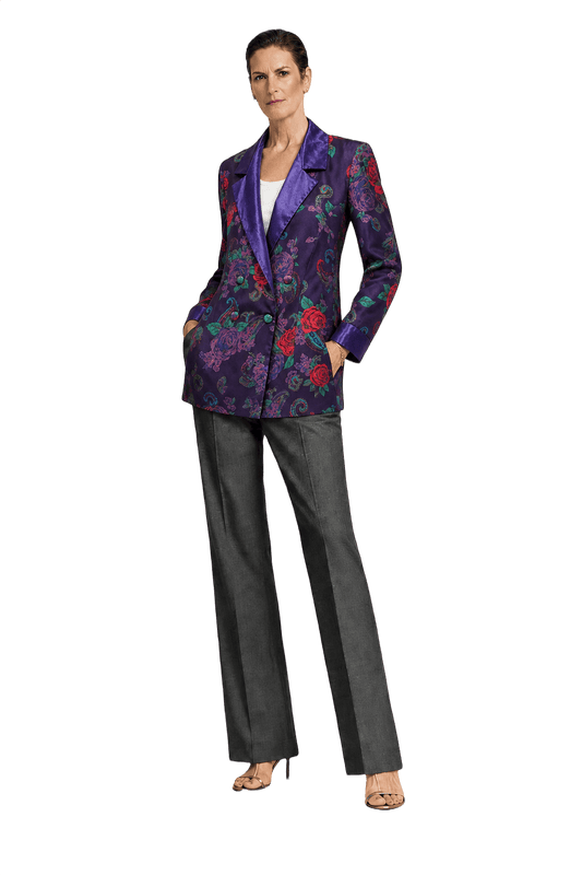1990s Purple Silk Blazer - Model
