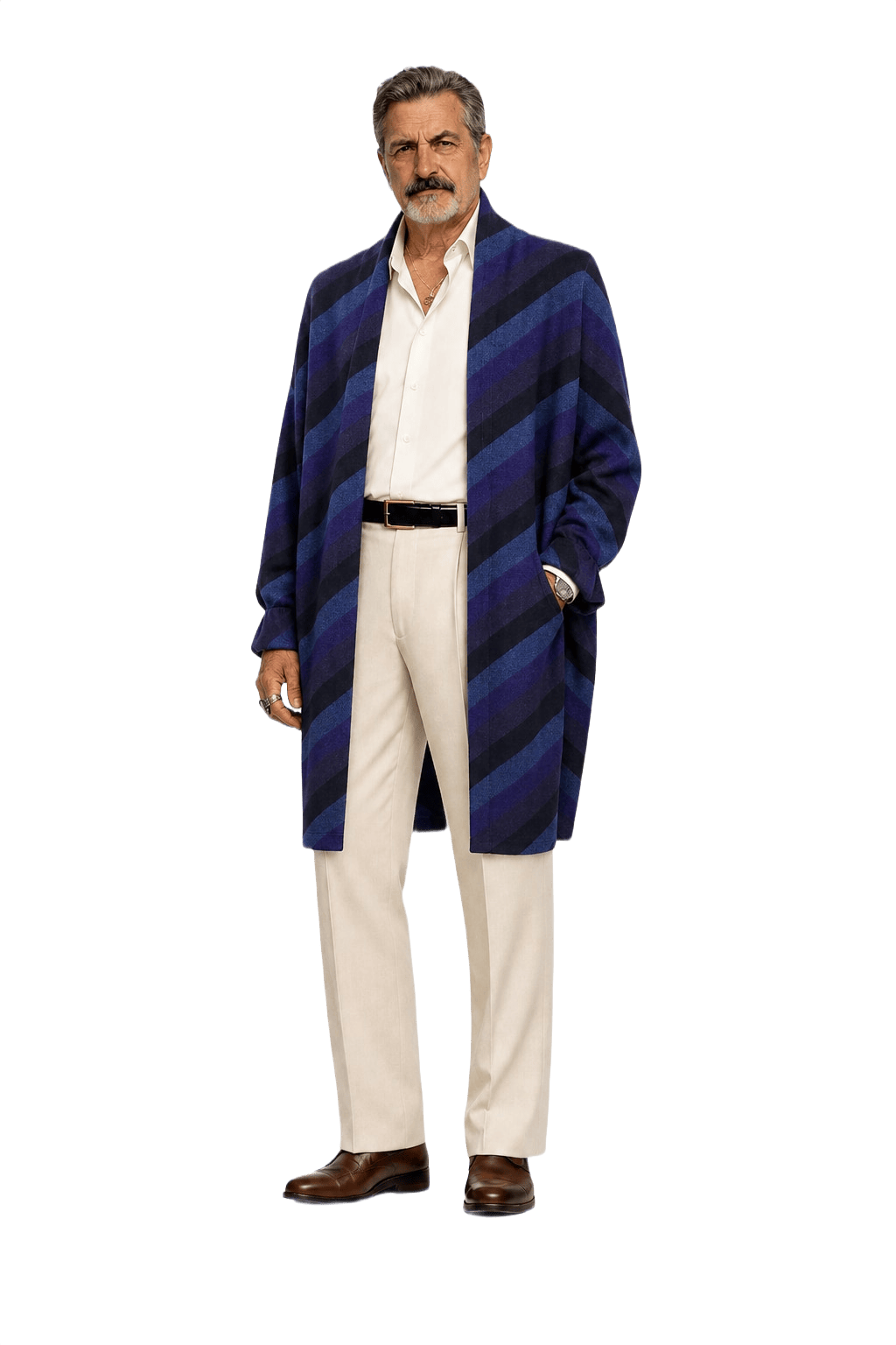 1980s Navy Blue Wool Blend Cardigan - Model