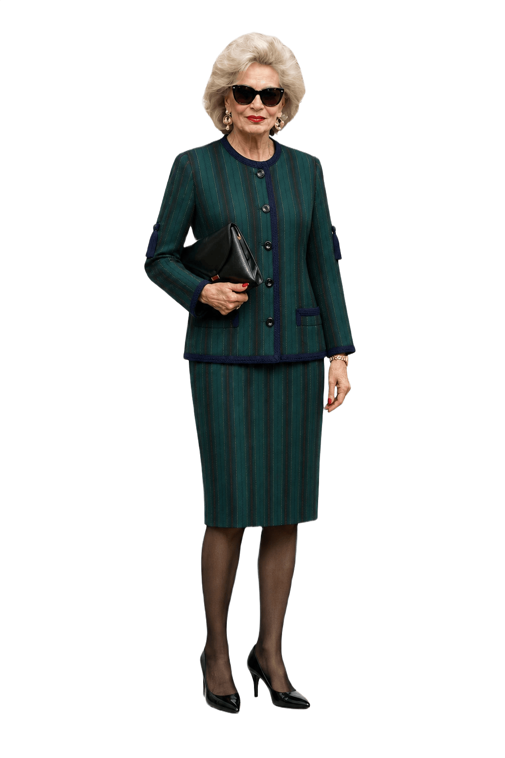 1980s Green Wool Blend Blazer and Skirt Set - Model