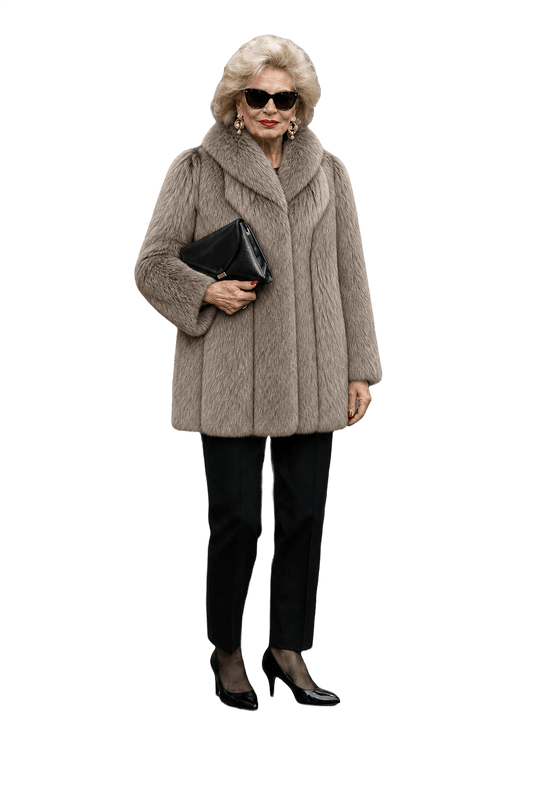 1980s Natural Brown Fur Coat - Model