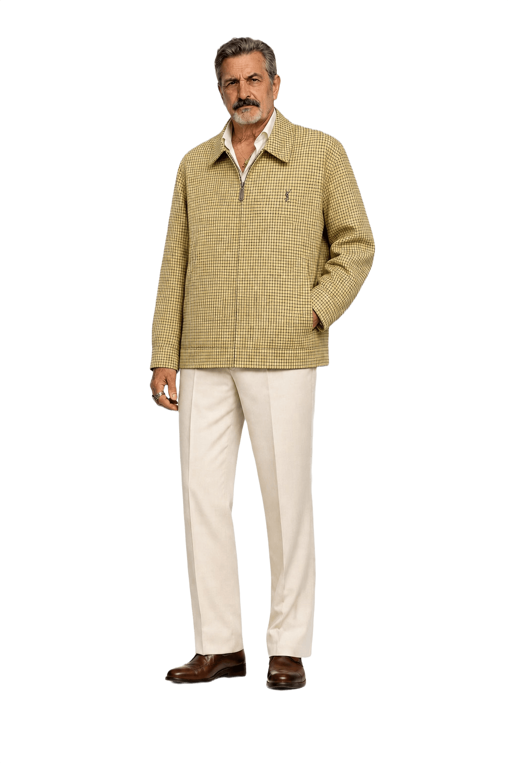 1980s Yellow Cotton Blend Jacket - Model