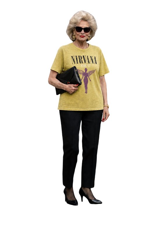1990s Yellow Cotton T-Shirt - Model