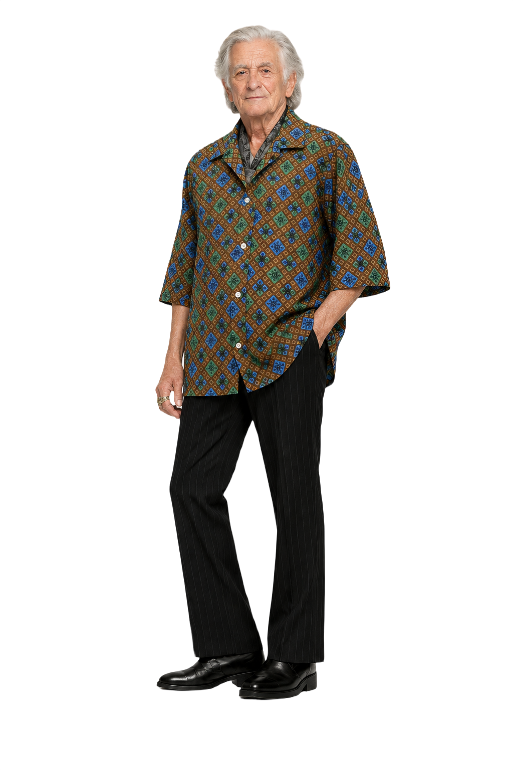 1970s Brown Cotton Blend Shirt - Model