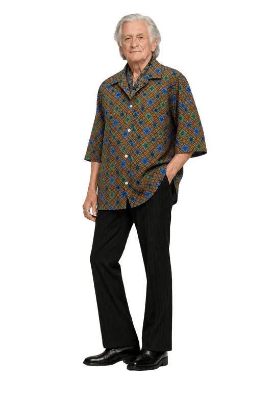 1970s Brown Cotton Blend Shirt - Model