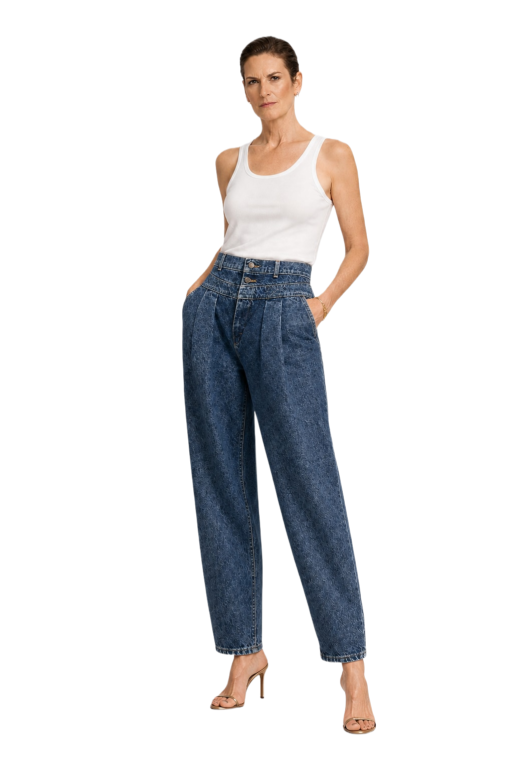 1990s Blue Cotton Jeans - Model