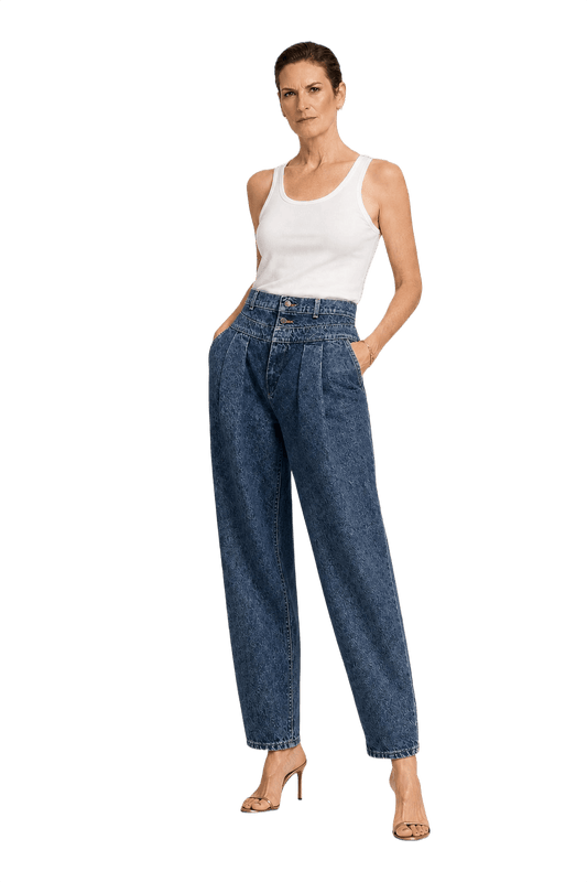 1990s Blue Cotton Jeans - Model