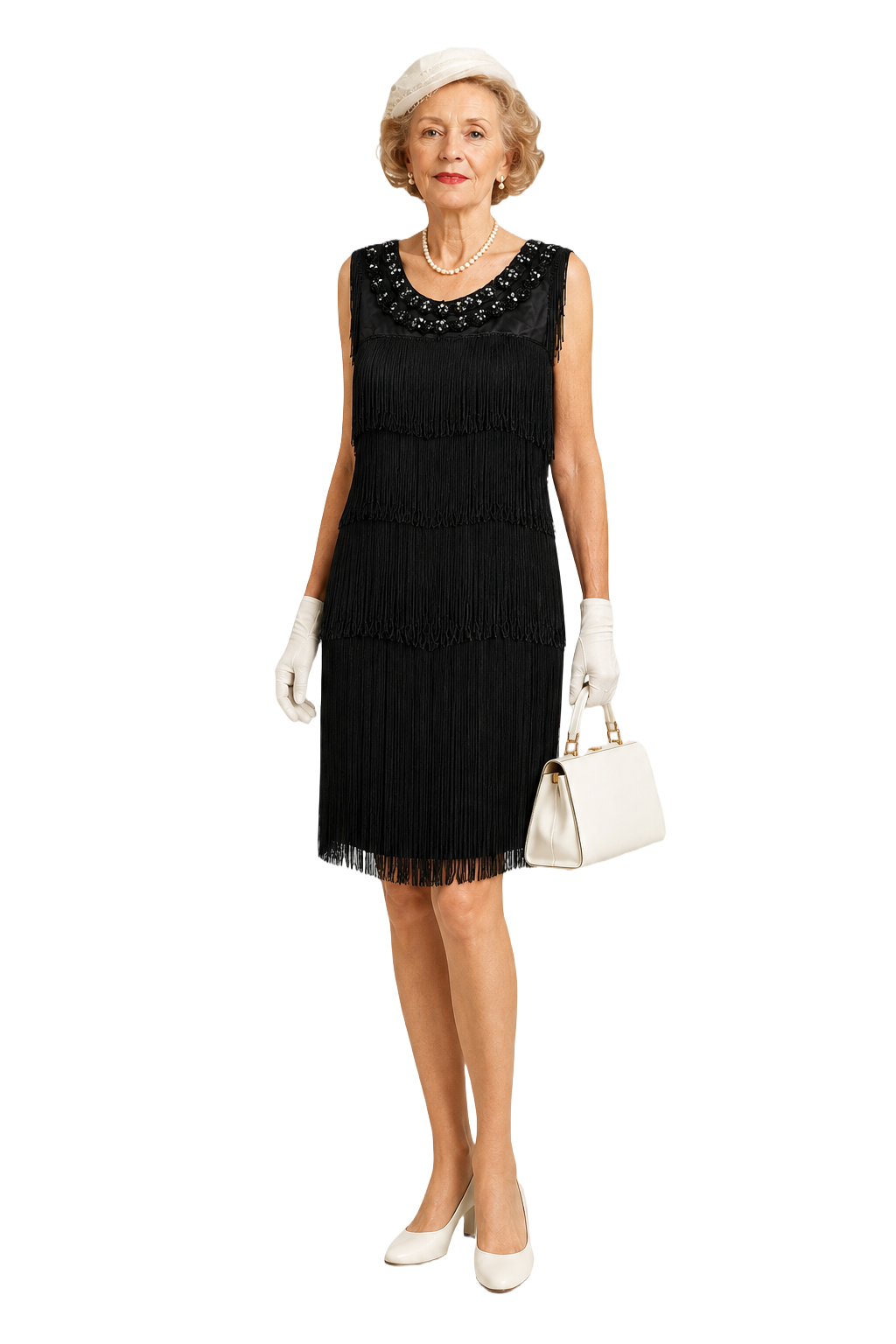 1950s Black Satin Dress - Model