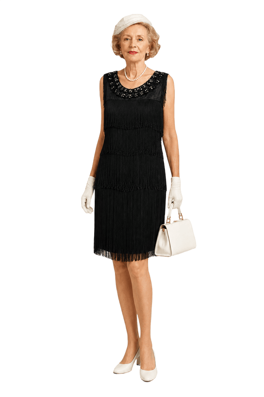 1950s Black Satin Dress - Model