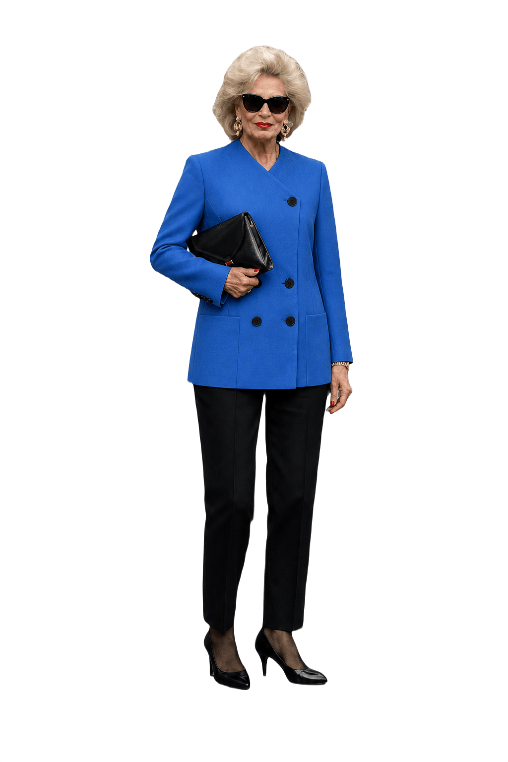 1980s Blue Wool Blend Blazer - Model