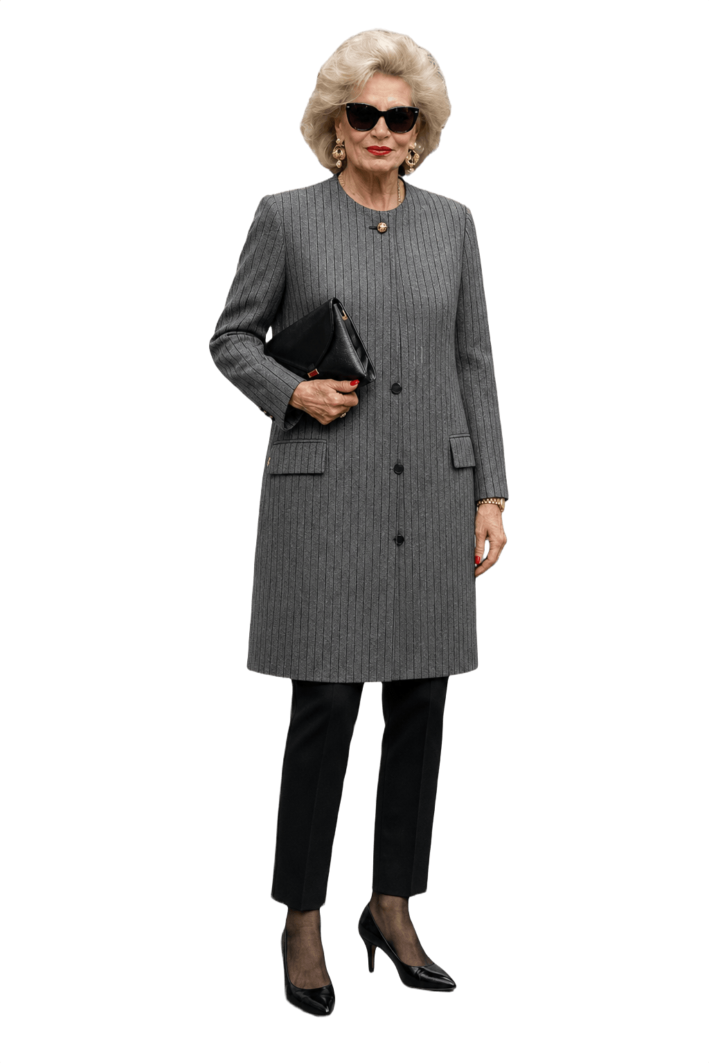 1980s Grey Wool Coat - Model