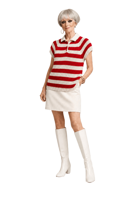 1960s Red Knit Polo - Model