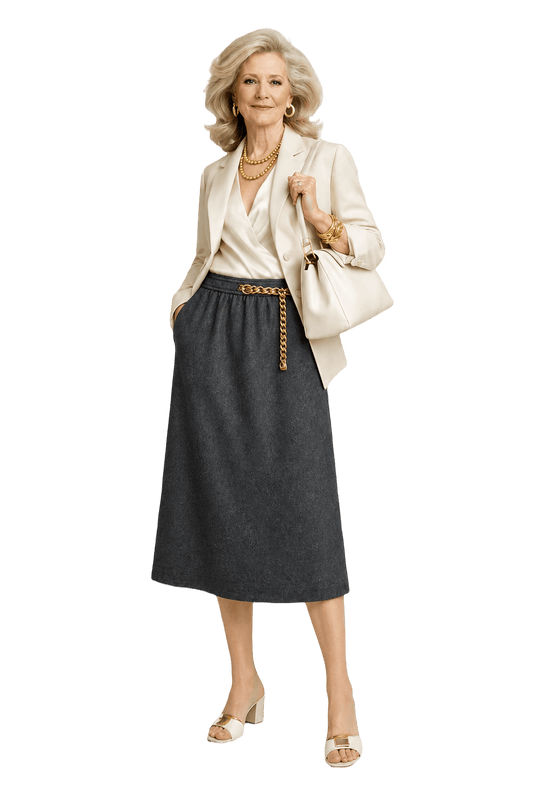 1970s Charcoal Grey Wool Skirt - Model