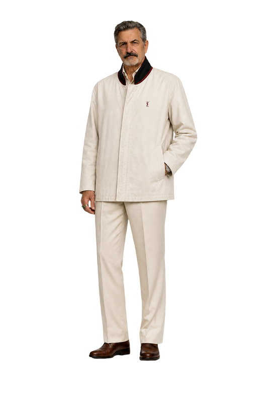 1980s Cream Cotton Jacket - Model