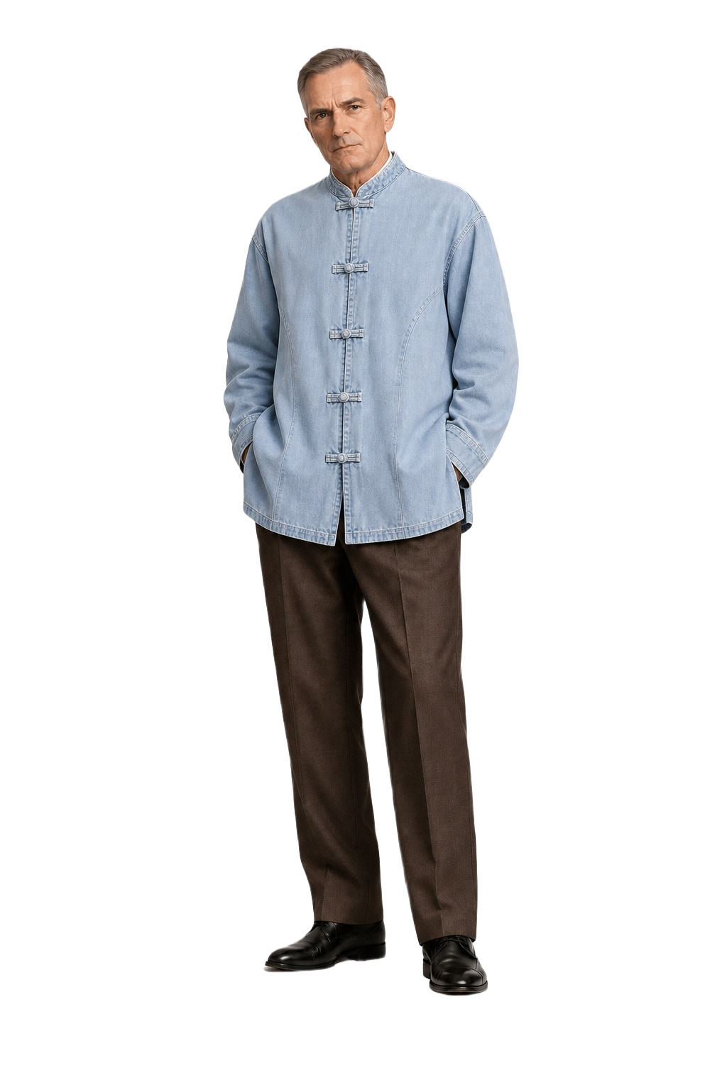 1990s Light Blue Denim Shirt - Model