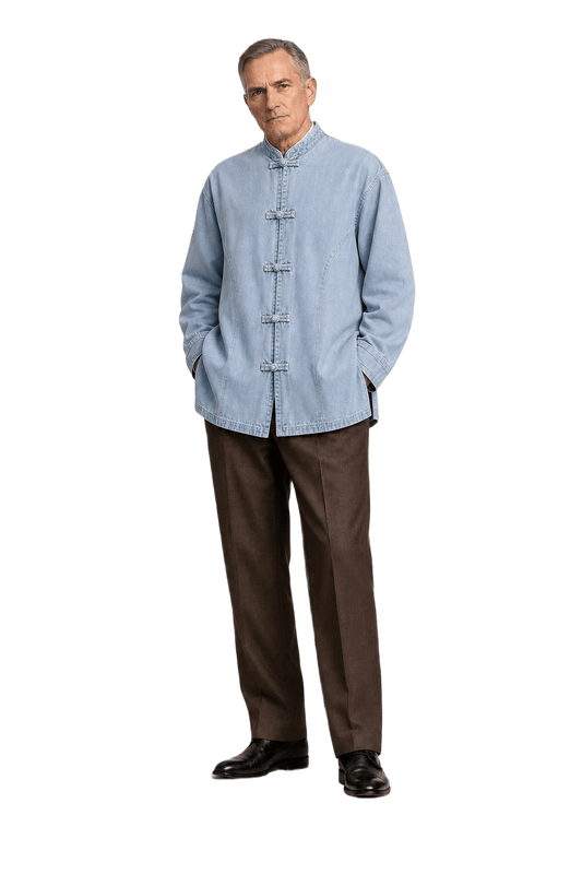 1990s Light Blue Denim Shirt - Model
