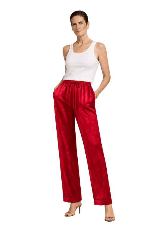 1990s Red Satin Pants - Model