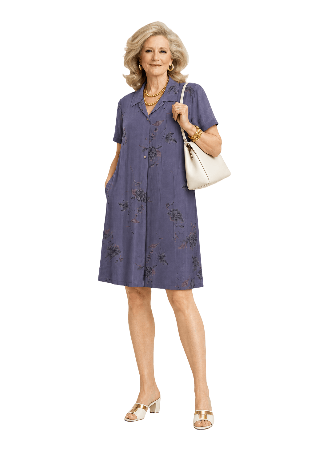 1970s Lavender Rayon Dress - Model