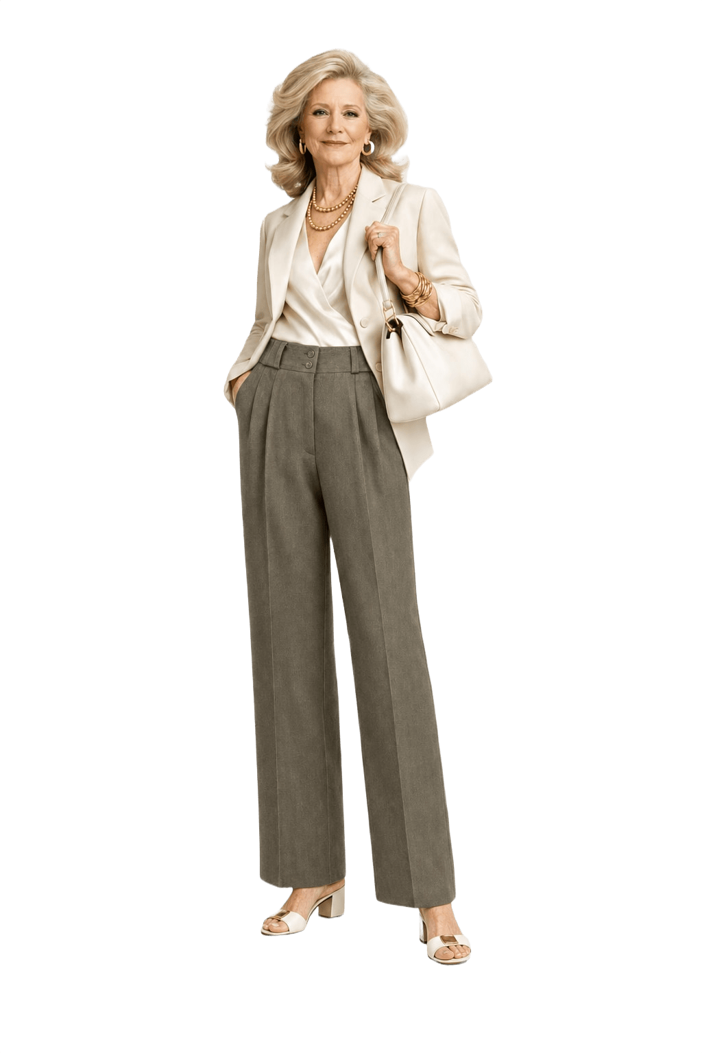 1970s Olive Green Wool Blend Trousers - Model