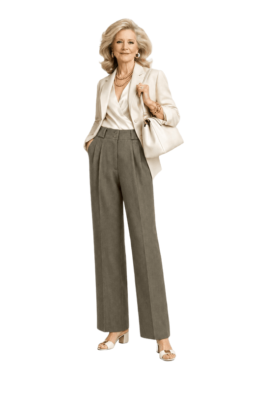 1970s Olive Green Wool Blend Trousers - Model