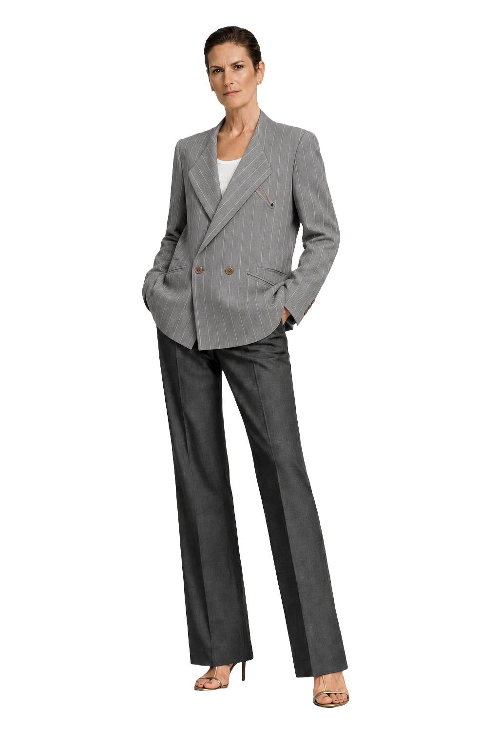 1990s Gray Wool Blend Blazer - Model