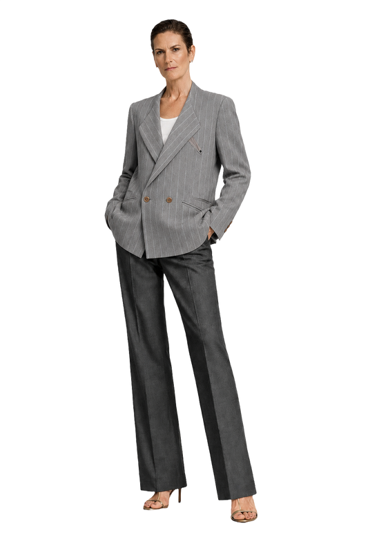 1990s Gray Wool Blend Blazer - Model