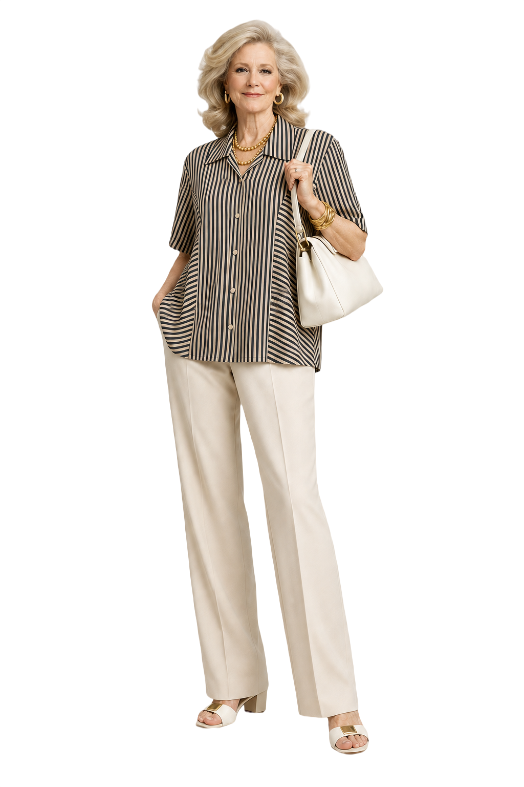 1970s Cream Silk Blouse - Model