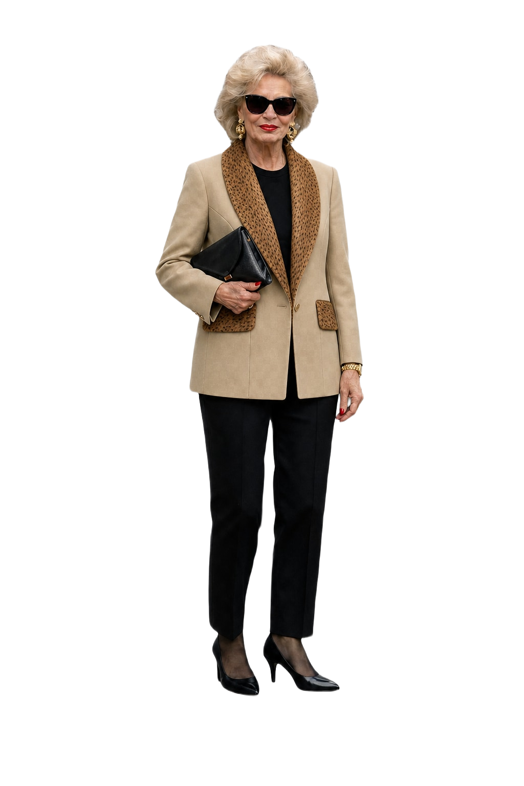 1980s Taupe Wool Blend Blazer - Model