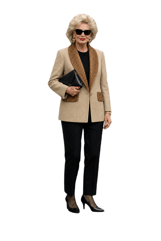 1980s Taupe Wool Blend Blazer - Model
