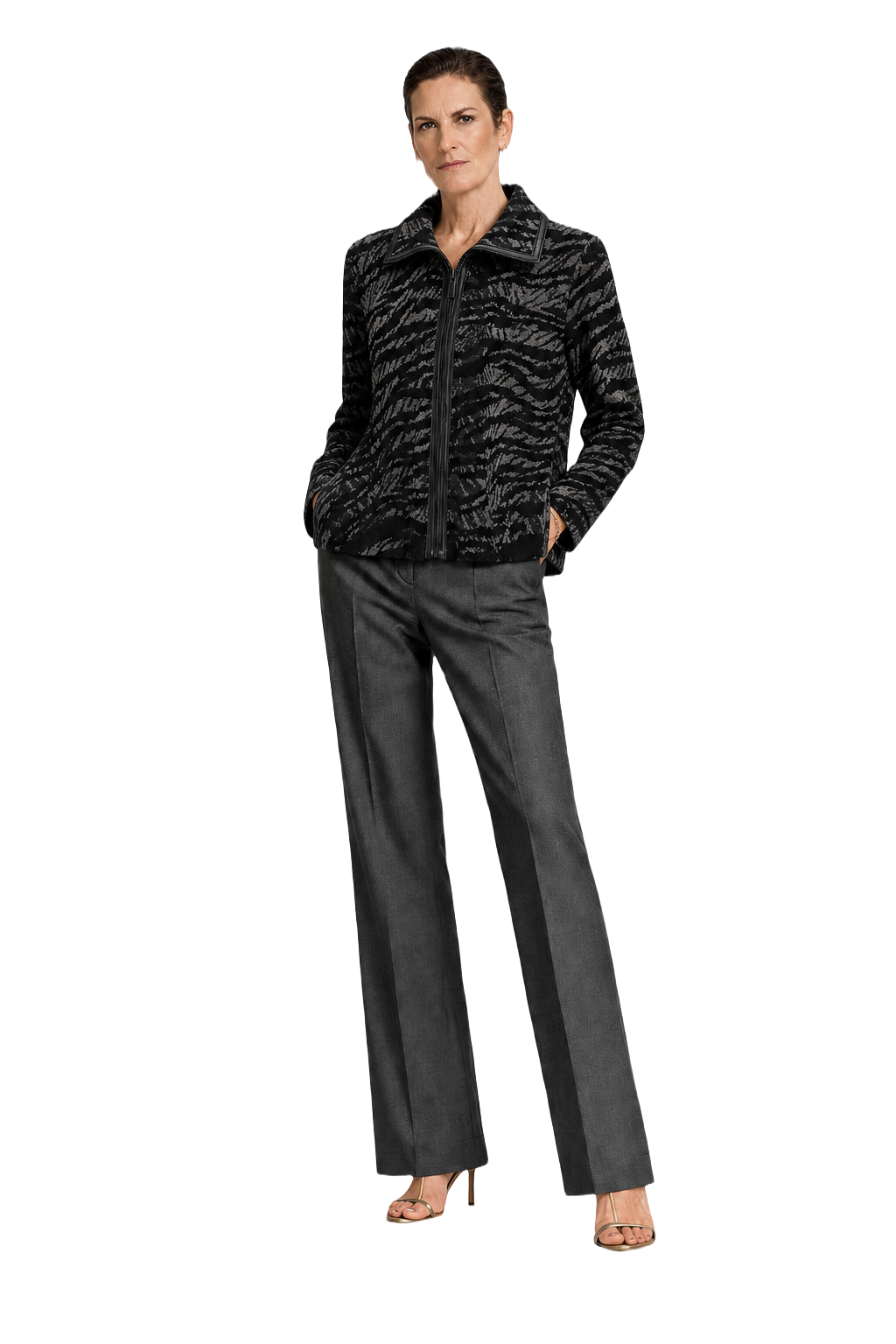 1990s Black Wool Blend Jacket - Model