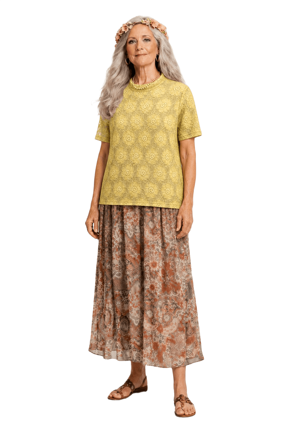 1960s Yellow Synthetic Blend Blouse - Model