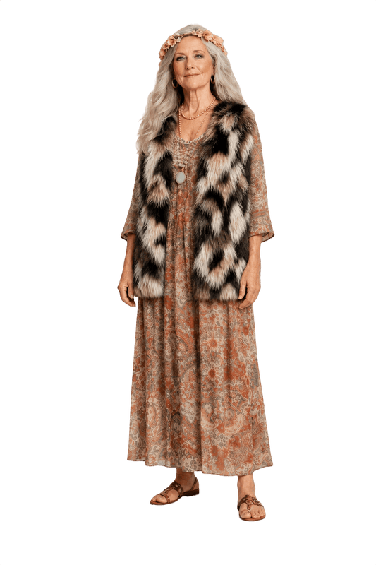 1980s Multicolor Fur Vest - Model
