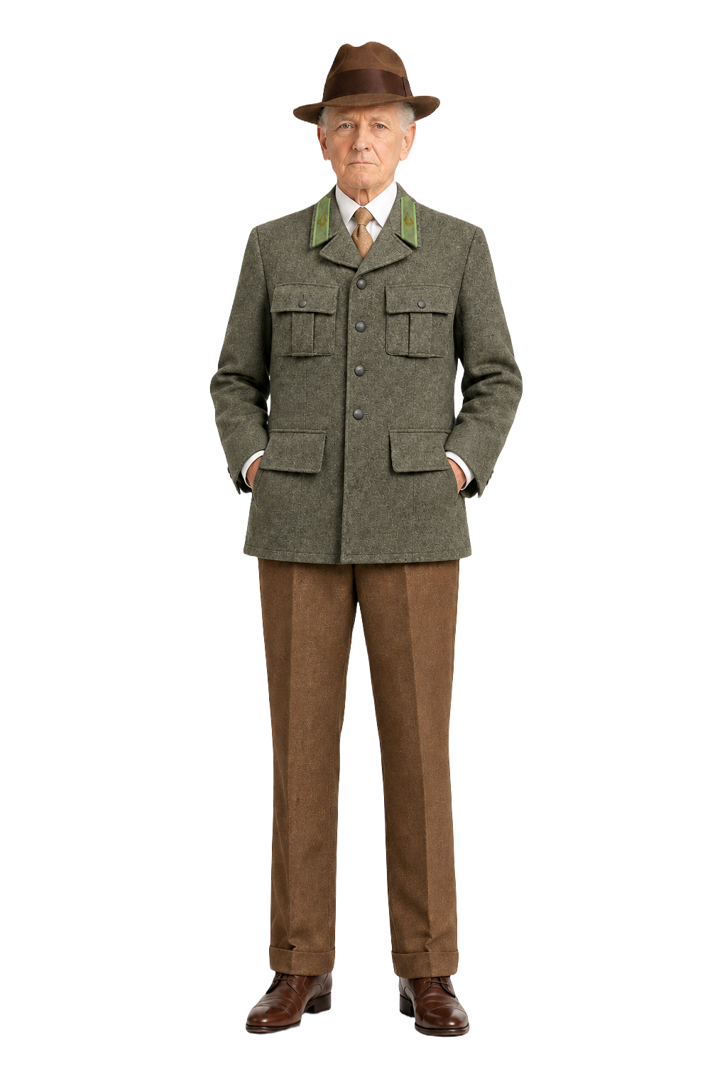 1930s Olive Green Wool Jacket - Model