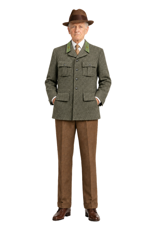 1930s Olive Green Wool Jacket - Model