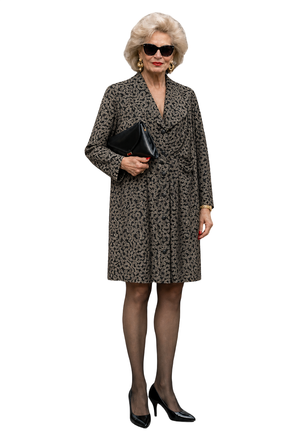 1980s Black Synthetic Blend Dress - Model