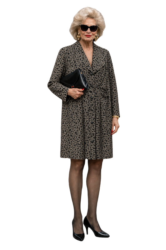 1980s Black Synthetic Blend Dress - Model