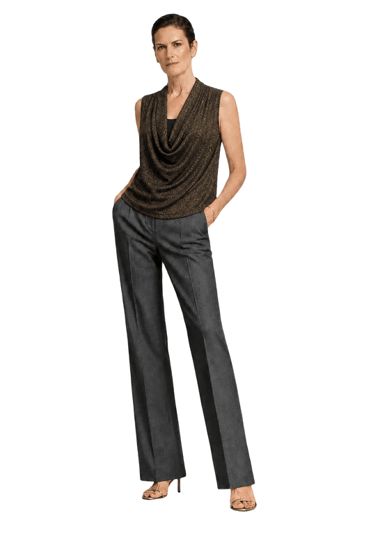 1990s Dark Metallic Bronze Synthetic Sleeveless Blouse - Model