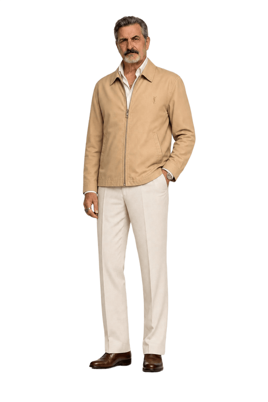 1980s Beige Cotton Blend Jacket - Model