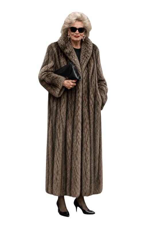 1990s Natural Brown Fur Coat - Model
