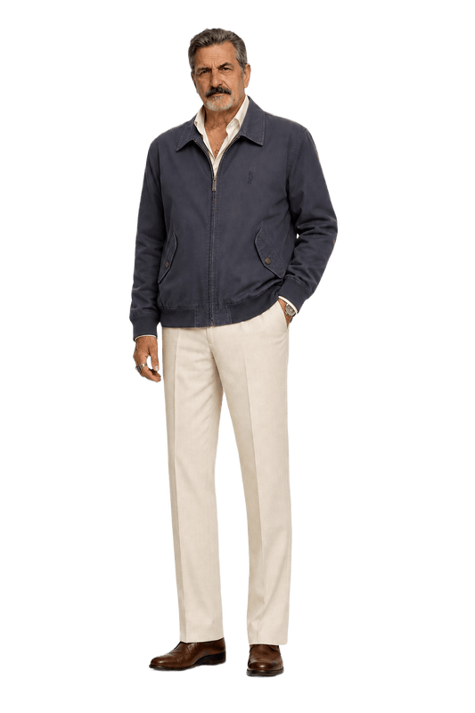 1980s Navy Blue Cotton Blend Windbreaker - Model