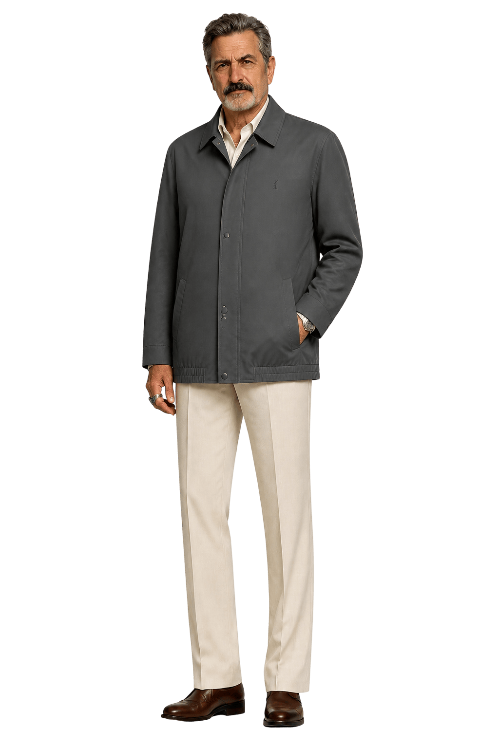 1980s Black Cotton Blend Jacket - Model