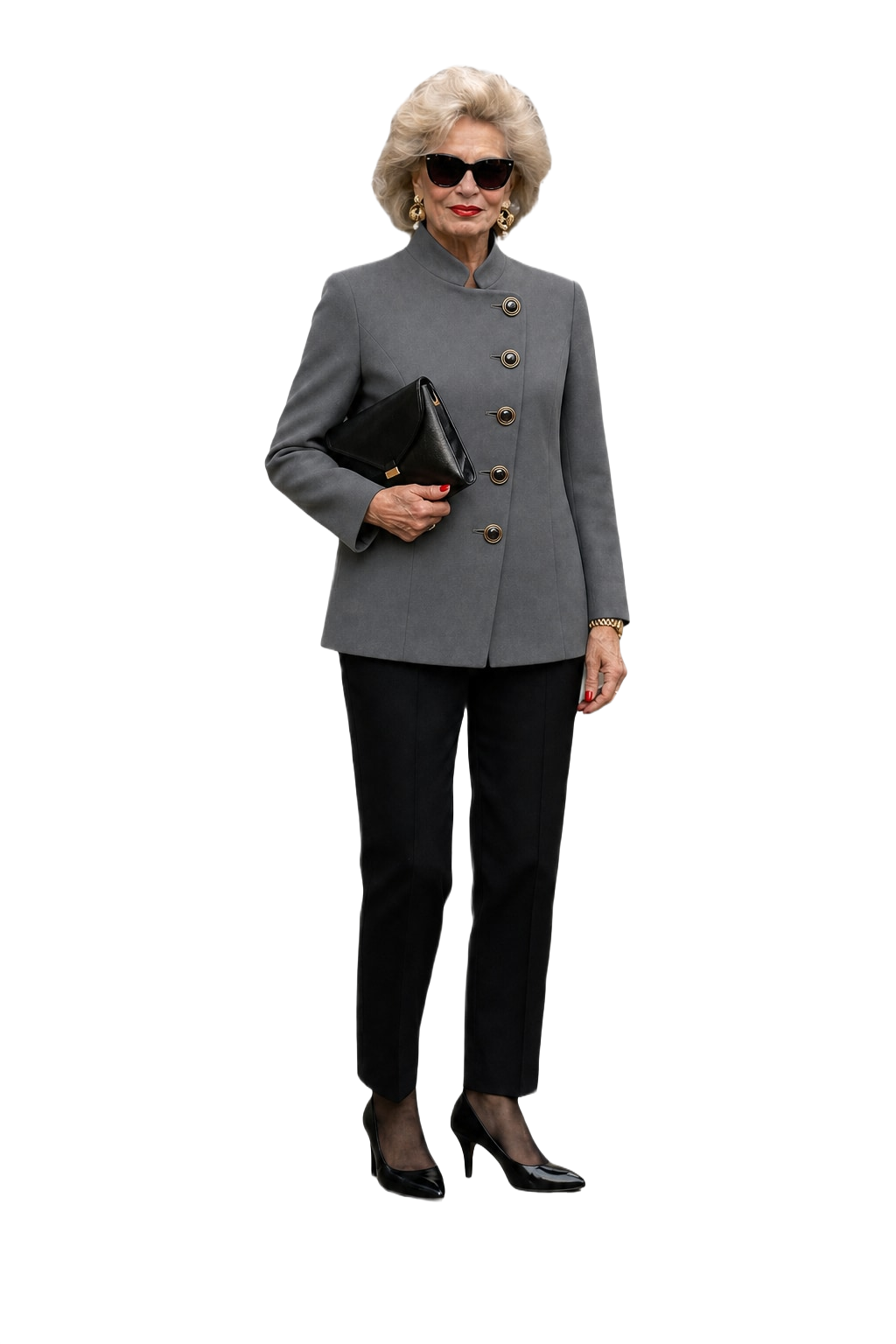 1980s Black Wool Jacket - Model