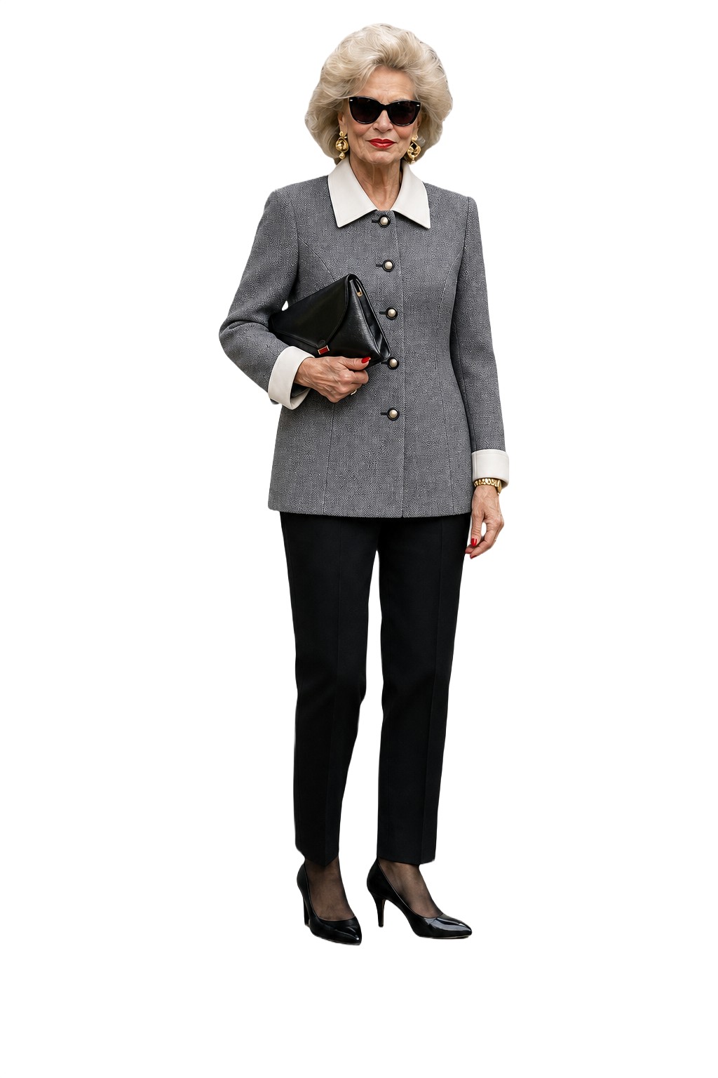 1980s Grey Wool Blend Jacket - Model