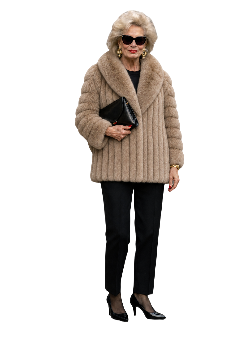 1980s Beige Fur Coat - Model
