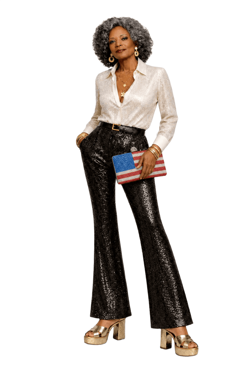 1990s Red, White, and Blue Metal Mesh Clutch Bag - Model