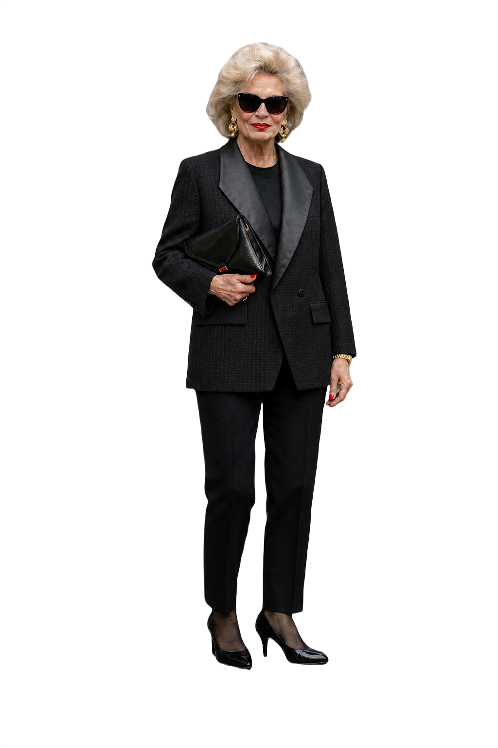 1980s Black Wool Blend Blazer - Model