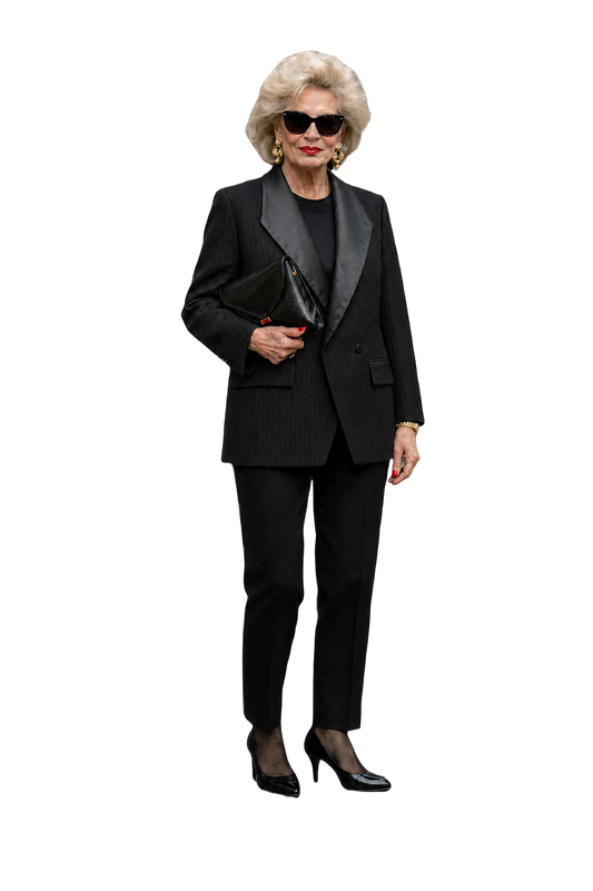1980s Black Wool Blend Blazer - Model