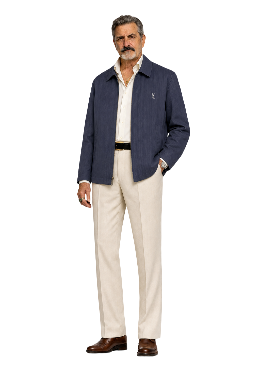 1980s Navy Blue Cotton Jacket - Model