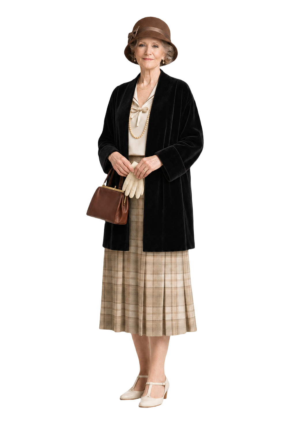 1940s Black Velvet Coat - Model