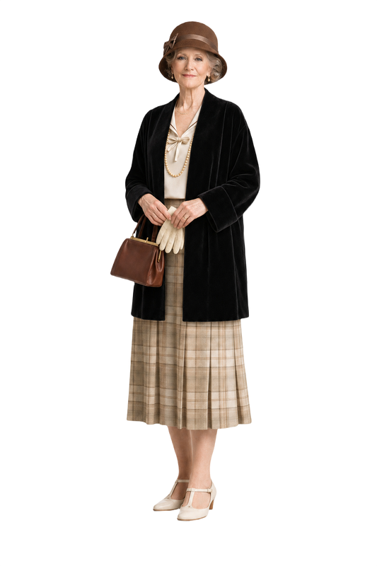 1940s Black Velvet Coat - Model