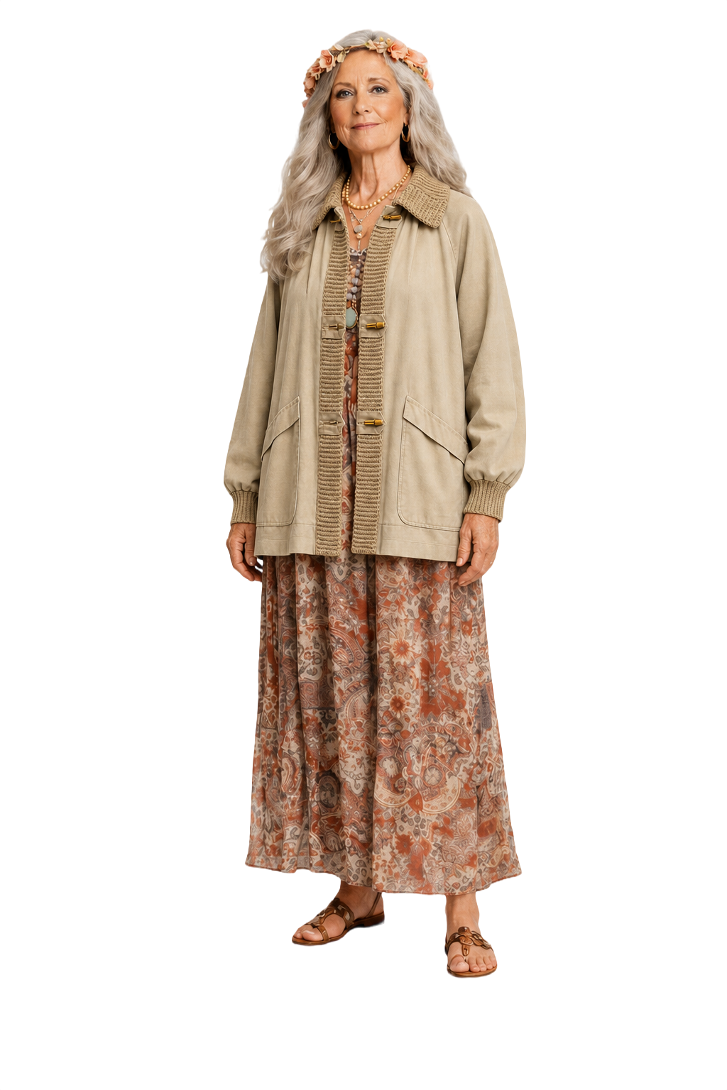 1970s Beige Cotton Blend Coat - Model